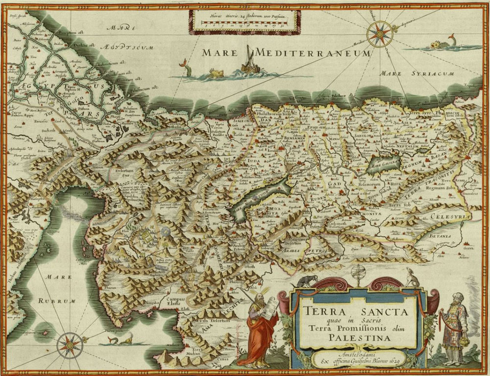 Blaeu, map of the Holy Land, Amsterdam, 1629,  NLI